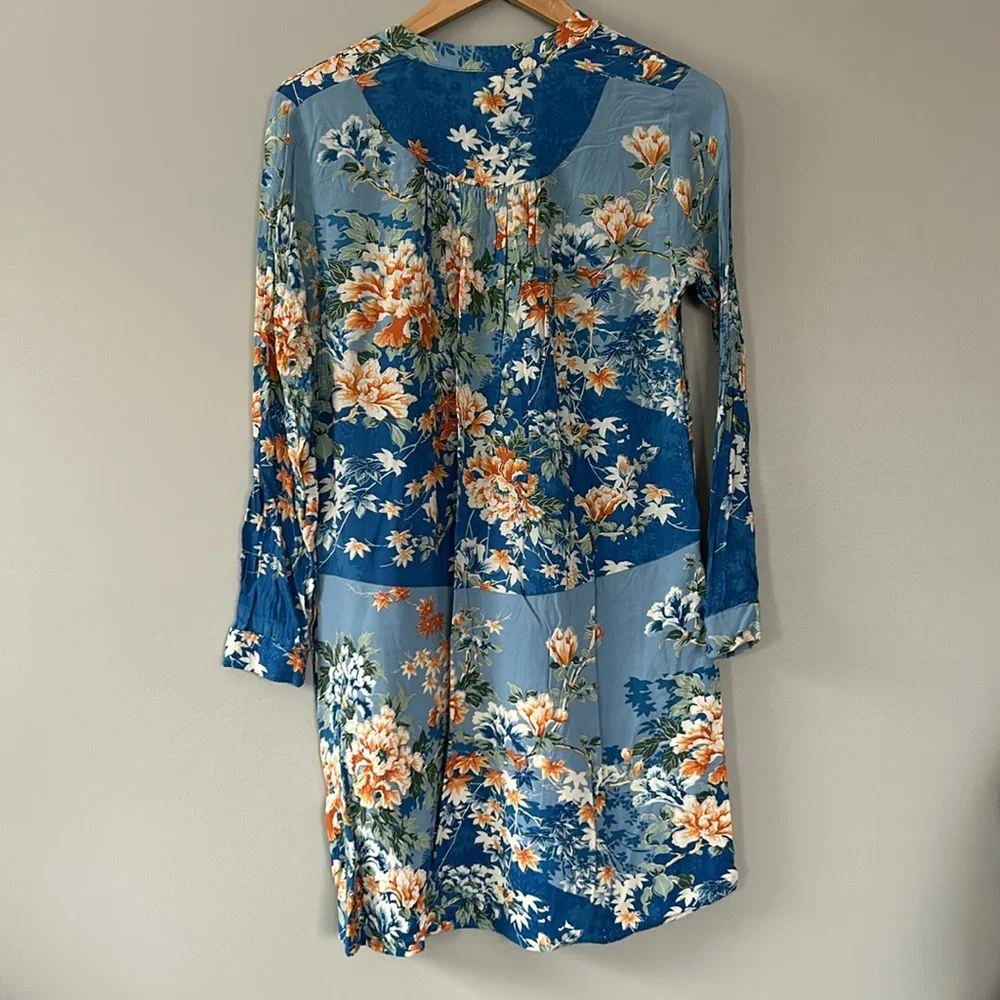 Anthropologie‎ Tiny Gaina Tunic Shift Floral Lace Trim Dress Sz XS